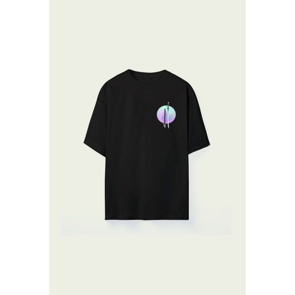 Erkek Katana Kılıcı Baskılı Siyah Oversize Erkek T-shirt Fiyatı