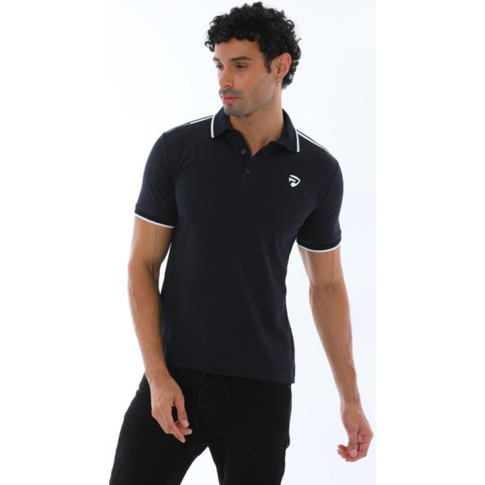 Erkek Lacivert Renk Amerikan Pike Kumaş, Polo Yaka Ribana Kollu Kısa Kol Tişört - 144 Erkek T-shirt Fiyatı