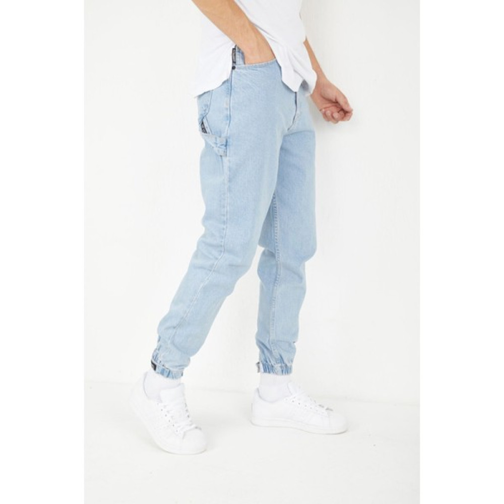 Erkek Mavi Tintli Yüksek Bel Boyfriend Jogger Jean Kot Pantolon Erkek Jeans / Kot Pantolon Fiyatı