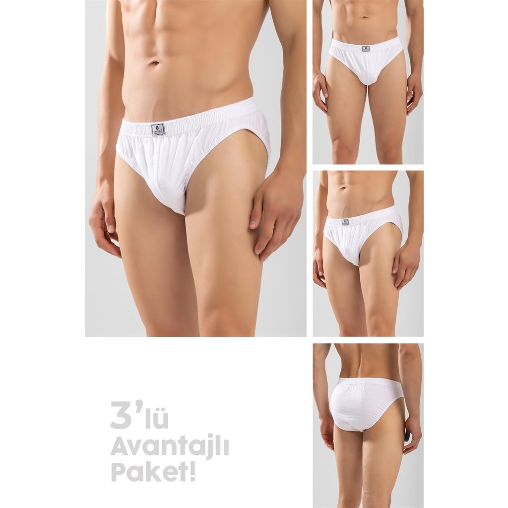 Erkek Pamuklu Beli Lastikli Düz Slip Külot 3'lü Paket Beyaz Erkek Boxer Fiyatı