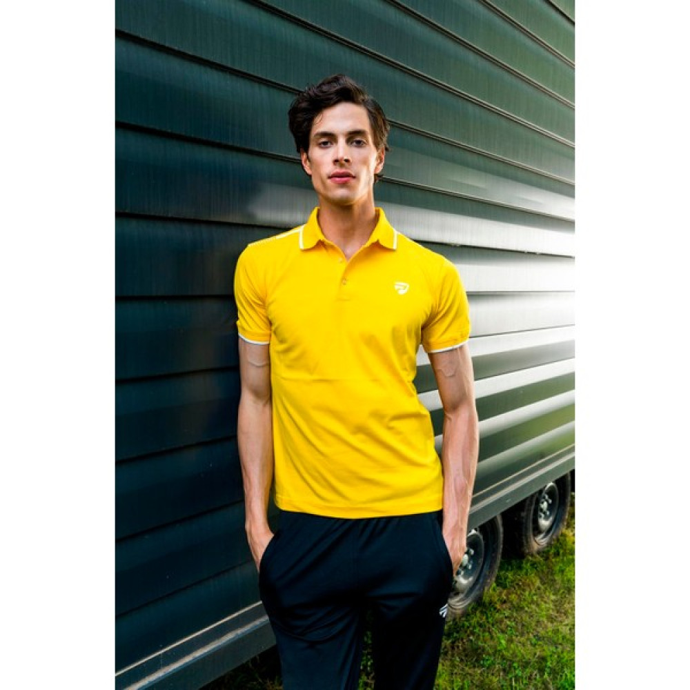Erkek Sarı Renk Amerikan Pike Kumaş, Polo Yaka Ribana Kollu Kısa Kol Tişört - 144 Erkek T-shirt Fiyatı