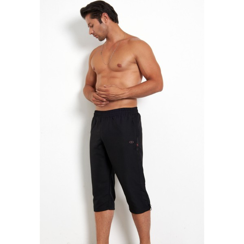 Erkek Siyah Mıcropoly Kumaş Beli Lastikli Cepli File Astarlı Hızlı Kuruyan Kapri EDY2625S - 2XL Oto Boyaları Fiyatı