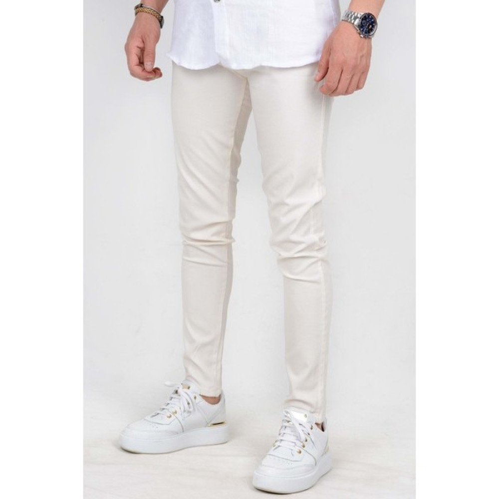 Erkek Slim Fit Dar Kalıp Beli Düğmeli Keten Pantolon ET001 Erkek Pantolon Fiyatı