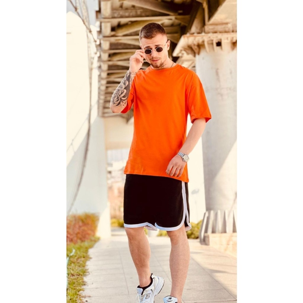 Erkek Turuncu Düz Oversize Tshirt Erkek T-shirt Fiyatı