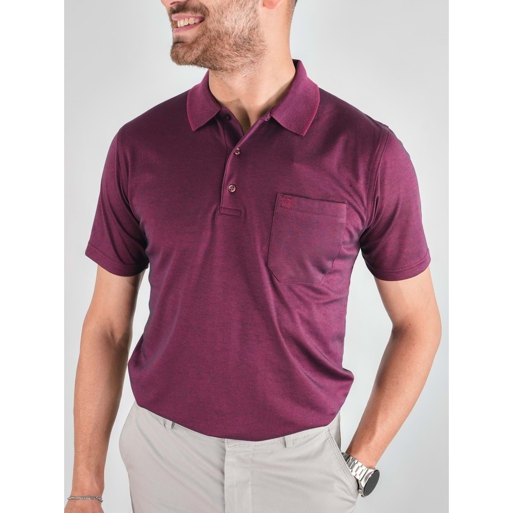 Erkek Yakalı Cepli Penye Bordo Baba Tshirt Erkek T-shirt Fiyatı