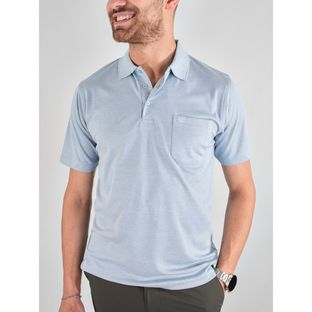 Erkek Yakalı Cepli Penye Buz Mavi Baba Tshirt Erkek T-shirt Fiyatı