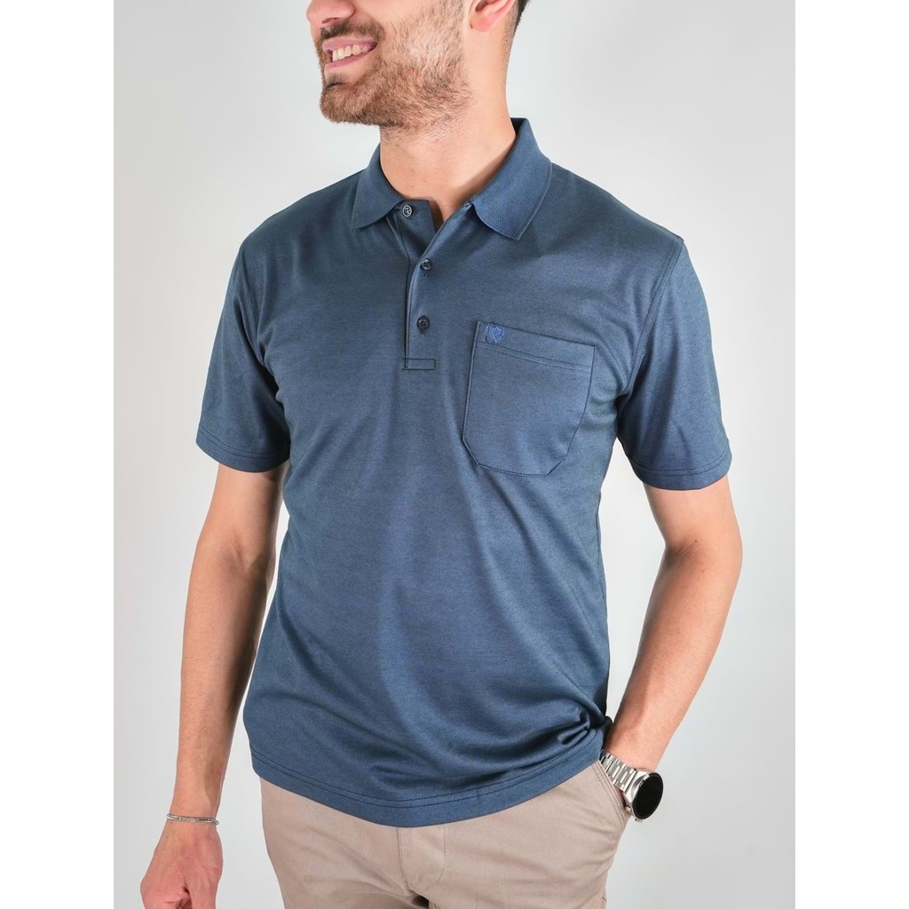 Erkek Yakalı Cepli Penye Lacivert Baba Tshirt Erkek T-shirt Fiyatı