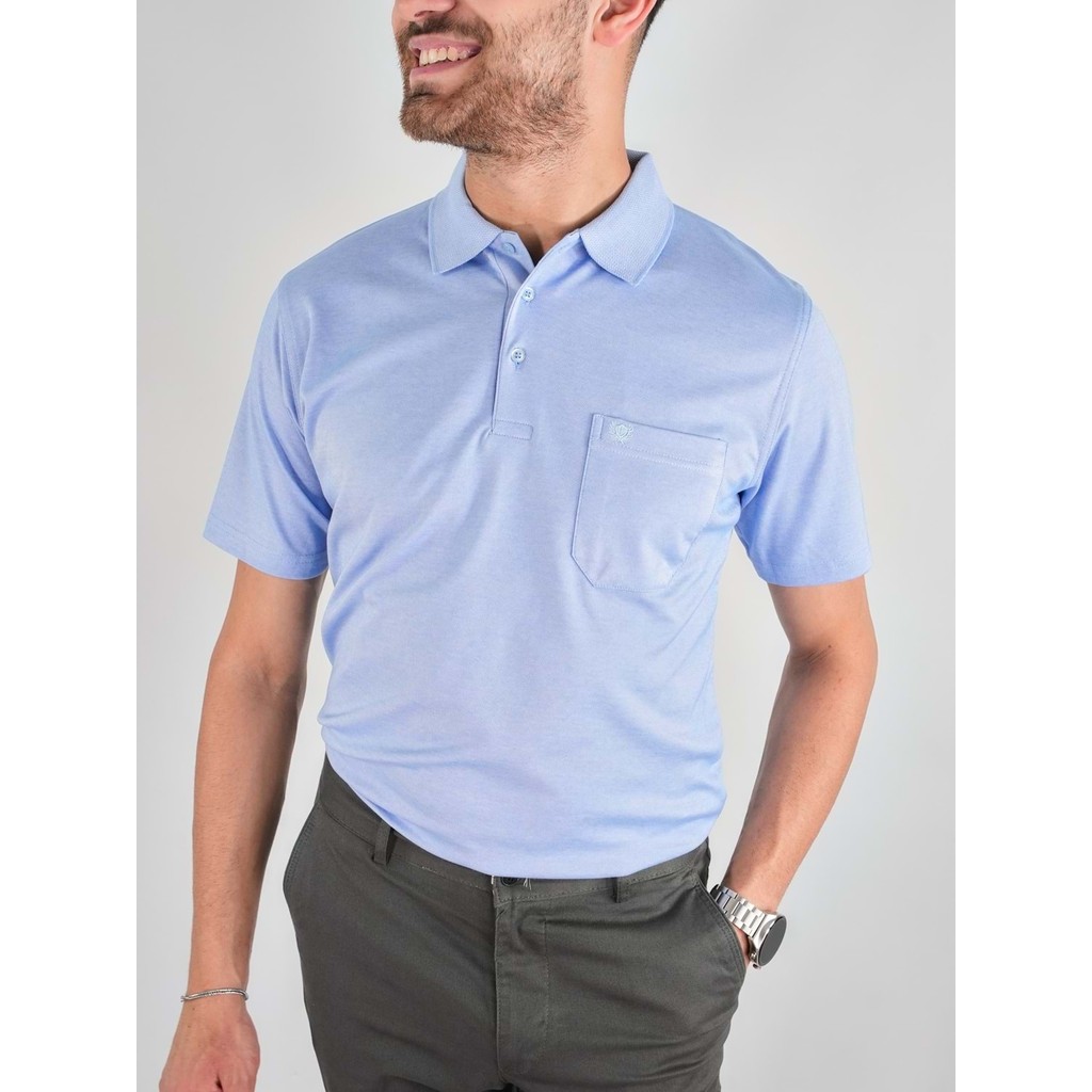 Erkek Yakalı Cepli Penye Mavi Baba Tshirt Erkek T-shirt Fiyatı