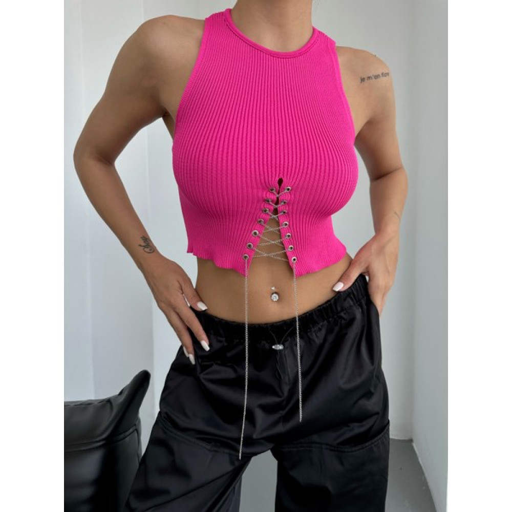Erki Triko Zincir Bağlamalı Crop Bluz Bluz Fiyatı