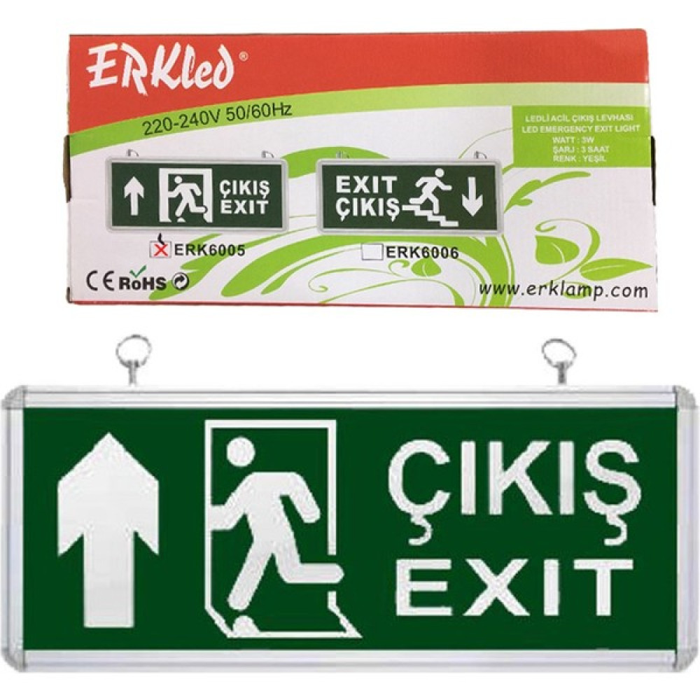 Erkled ERK6005 3 Watt Acil Çıkış Exıt Levhası (Ilerı) Ledli Şarjlı Nalburiye & Hırdavat Fiyatı