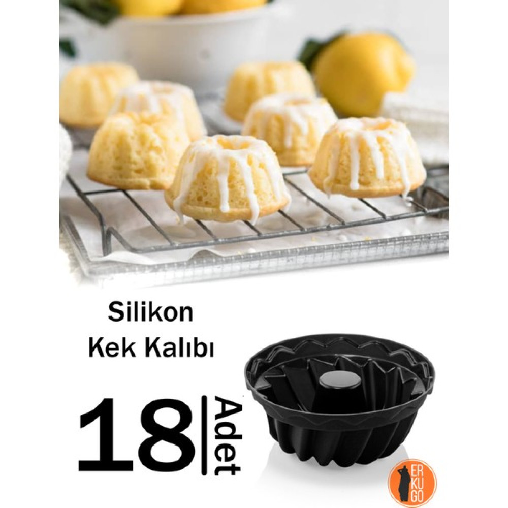 Erkugo 18'lı Göbekli Silikon Muffin Kalıbı, Silikon Kek Kalıbı - Siyah Kek Kalıpları Fiyatı