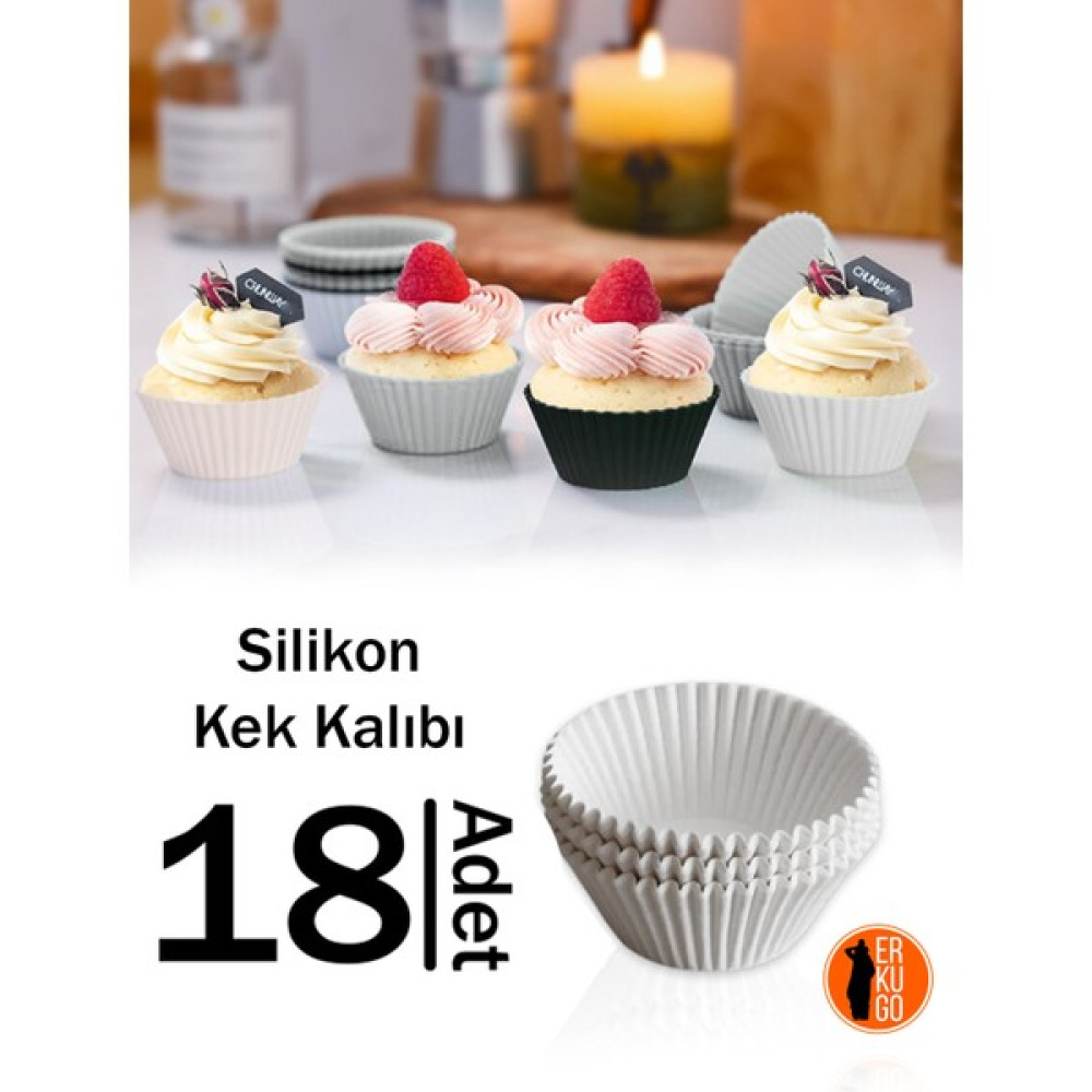 Erkugo 18'li Silikon Kek Kalıbı, Silikon Muffin Kalıbı - Beyaz Kek Kalıpları Fiyatı