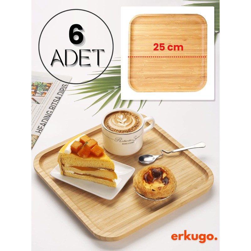 Erkugo 6 Adet Bambu Kare Servis Tabağı, Sunum Seti (25X25 Cm) SSD / Solid State Drive Fiyatı