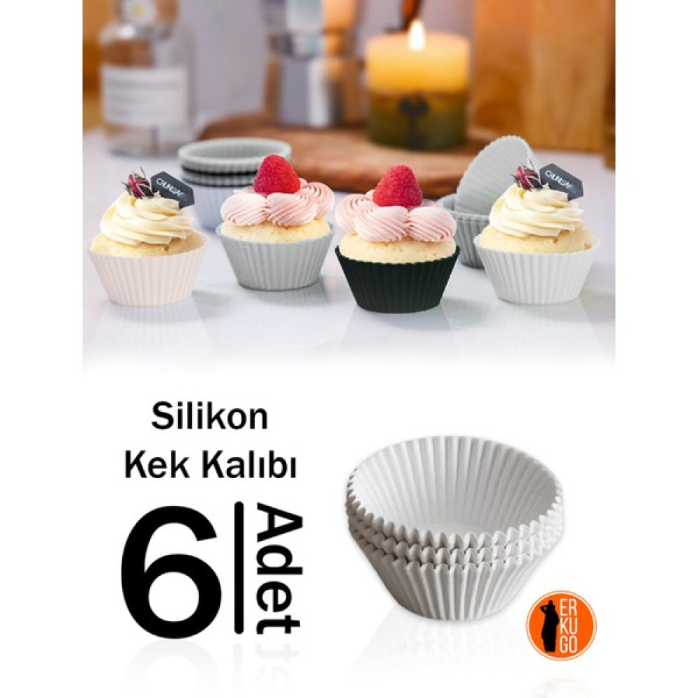 Erkugo 6'lı Silikon Kek Kalıbı, Silikon Muffin Kalıbı - Beyaz Kek Kalıpları Fiyatı