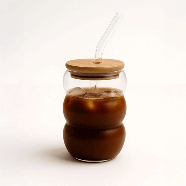 Erkugo Bubble Borosilikat Cam Bardak – Isıya Dayanıklı 600 ml - Bambu Kapaklı - Şeffaf Fincan / Bardak / Kahve Takımı Fiyatı