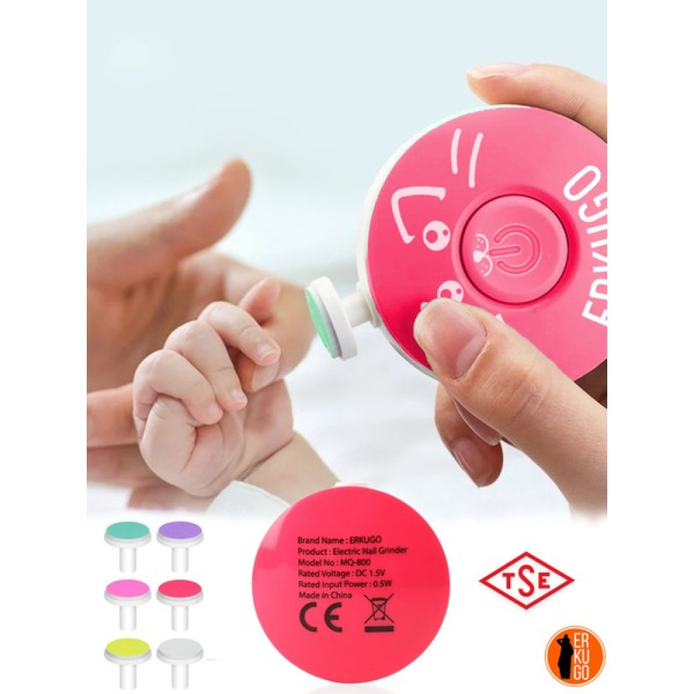 Erkugo Pembe Bebek Törpü, Çocuk Bebek Dönerli Pilli Tırnak Kesme, Törpüleme Makinası Bebek Tırnak Makası Fiyatı