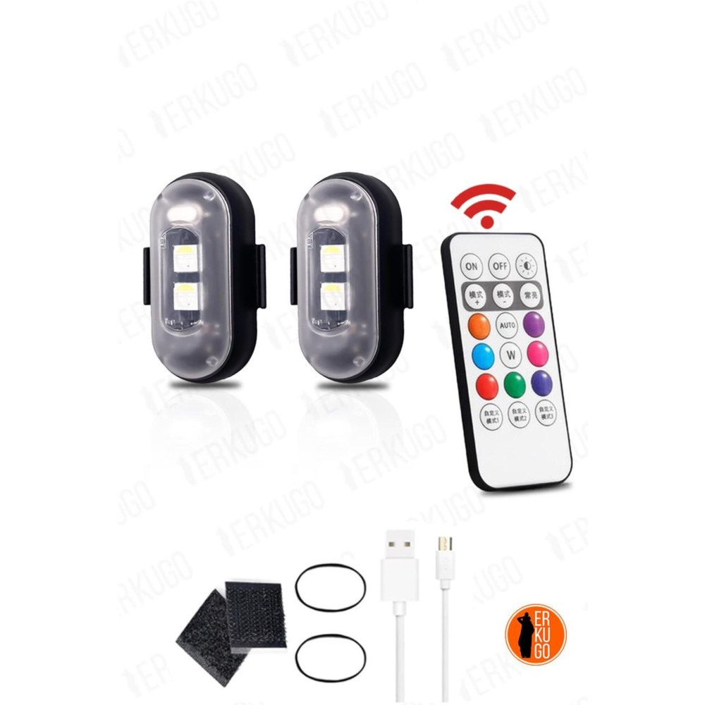 ERKUGO Uzaktan Kumandalı 2li Çakar Led/Şarjlı Mini Led Işık/Drone Işığı/Anti Çarpışma Uyarı Işığı Oto Dış Aksesuar & Yedek Parça Fiyatı