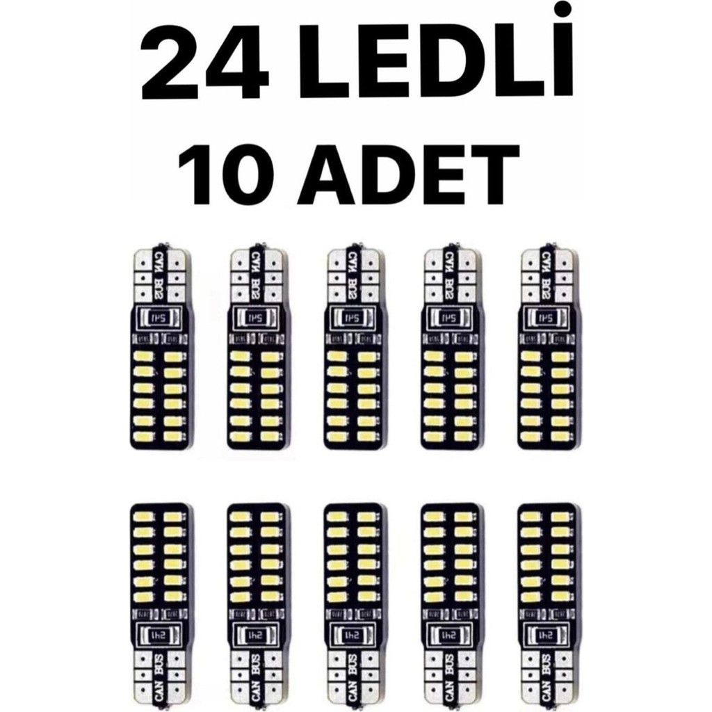 Erlight T10 Dipsiz (10 Adet) W5W 24 Ledli Canbus Beyaz Park Plaka Ampulü Ledli Lambalar Fiyatı