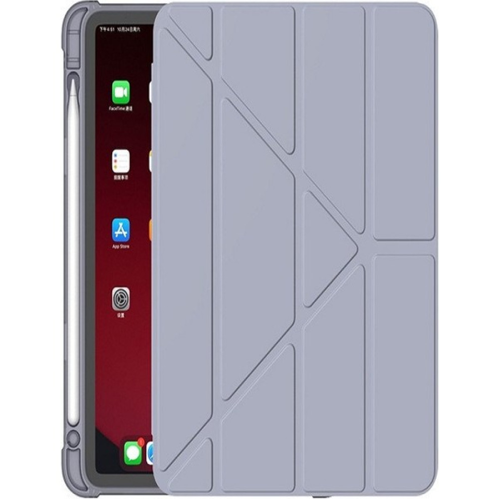 Ermer Apple ipad Air 4 10.9 Kalem Bölmeli Trifolding Kapaklı Tablet Kılıfı Uyku Modu Silikon Yumuşak - KALEMLİ TRİFOLDİNG - Lavanta Tablet Kılıfı Fiyatı