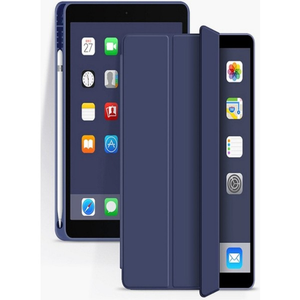 Ermer Apple ipad Air 4 - Air 5 10.9 Kalem Bölmeli Yatay ve Dikey Kapaklı Tablet Kılıfı Uyku Modu Silikon - KALEMLİ SİLİKON - Lacivert Tablet Kılıfı Fiyatı