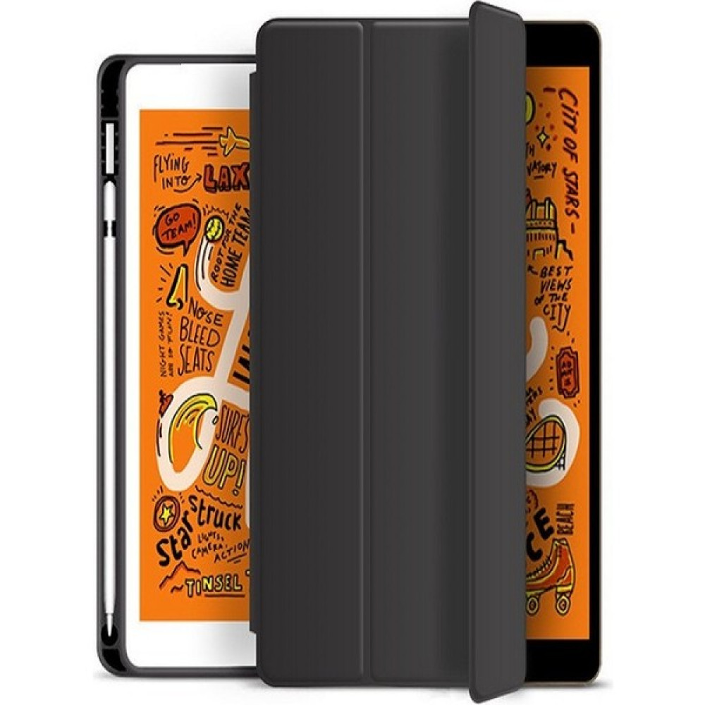 Ermer Apple ipad Air 4 - Air 5 10.9 Kalem Bölmeli Yatay ve Dikey Kapaklı Tablet Kılıfı Uyku Modu Silikon - KALEMLİ SİLİKON - Siyah Tablet Kılıfı Fiyatı