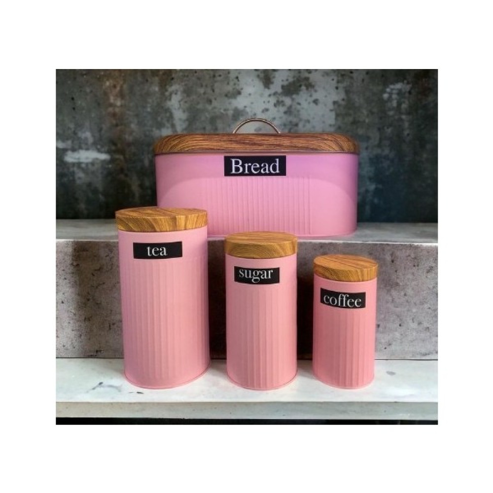 Ermix Metal Ekmeklik Vekavanozseti - Açık Pembe Saklama Kapları Fiyatı