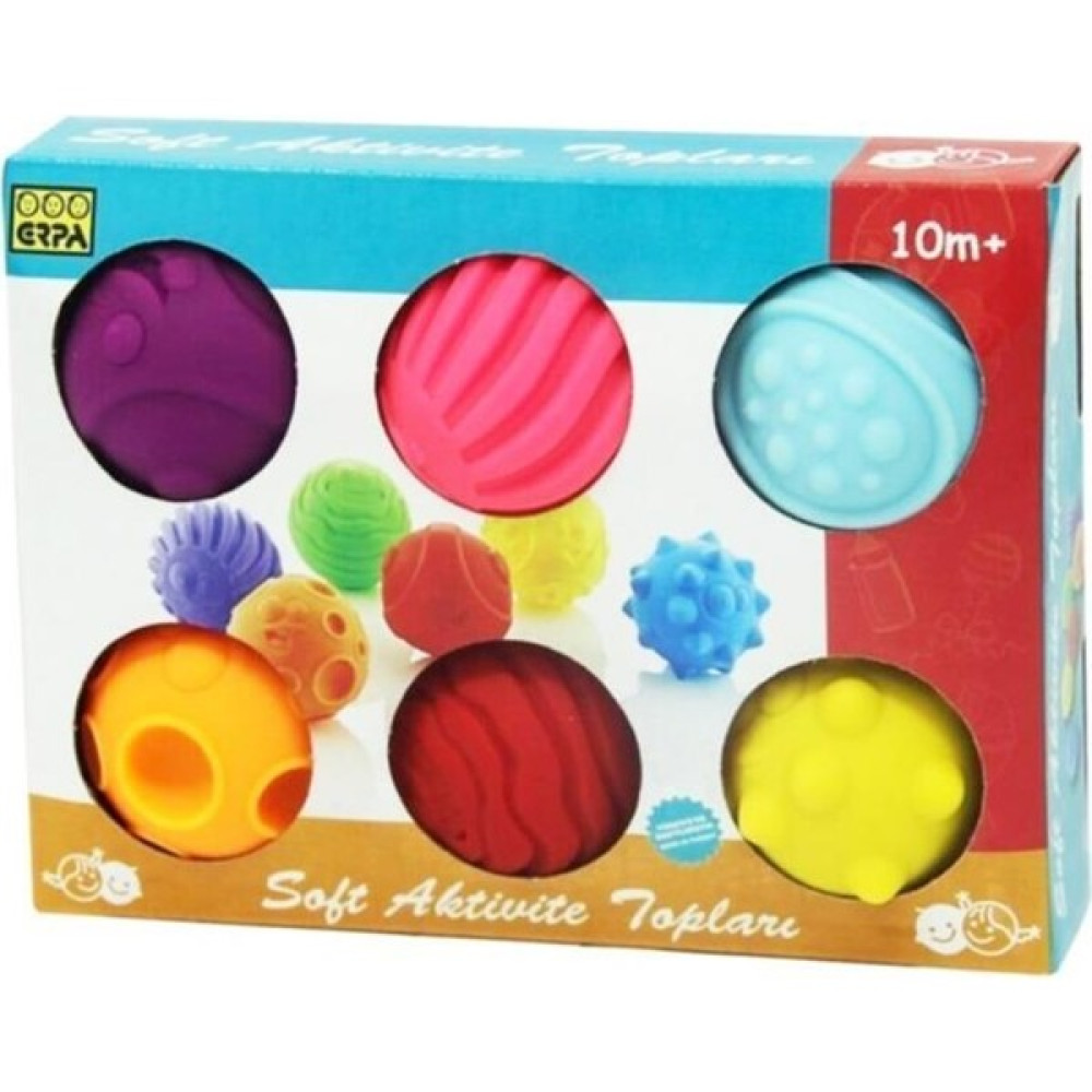 Erpa Oyuncak Soft Aktivite Topları 6'lı Set Yumuşak Elastik Top - Renkli Bebek Oyuncakları Fiyatı