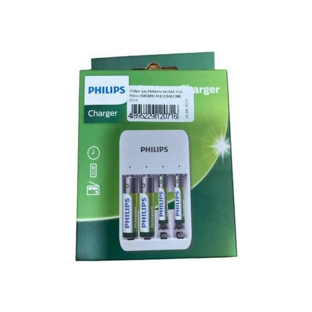 Erpilsan Philips 4 Lü Aa & Aaa Nı-Cd & Nı-Mh Micro USB Pil Şarj Aleti ve 4 Adet Şarjlı Pil Aa 2 Adet + Aaa 2 Adet Paket - 1 Şarj Cihazları & Kitler Fiyatı