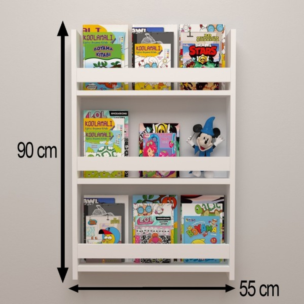 Ersa Wood Montessori Çocuk Odası Eğitici Beyaz Kitaplık Duvar Rafı Kitaplık Fiyatı