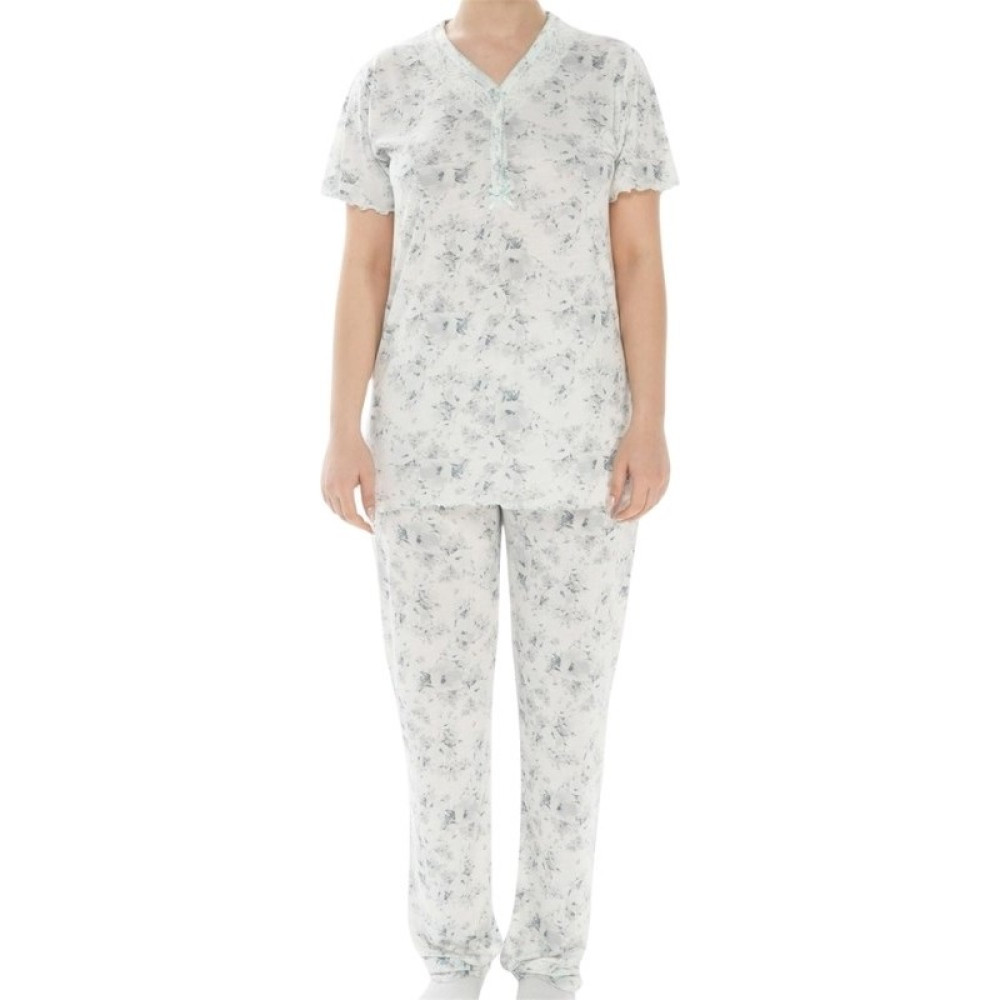 Erse Kadın Desenli Bambu Pamuk Yazlık Kısa Kol Pijama Takımı-Geniş Kesim Anne Kalıp Kadın Pijama Fiyatı