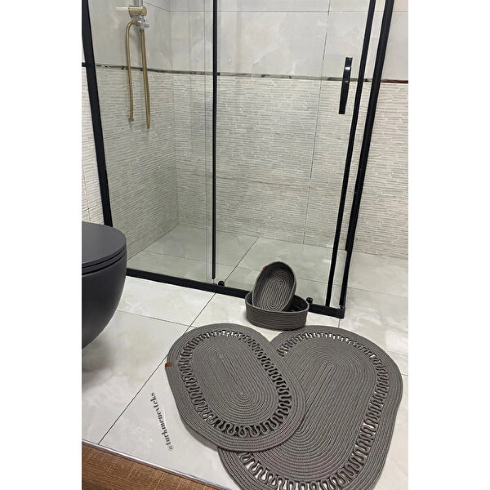 ERSU AHAT HOME DESİGN Jüt Hasır Banyo Takımı ,Banyo Paspas Takımı, Banyo Sepeti ,Paspas, Sepet Takımı, Dekor - Gri Klozet Takımı Fiyatı