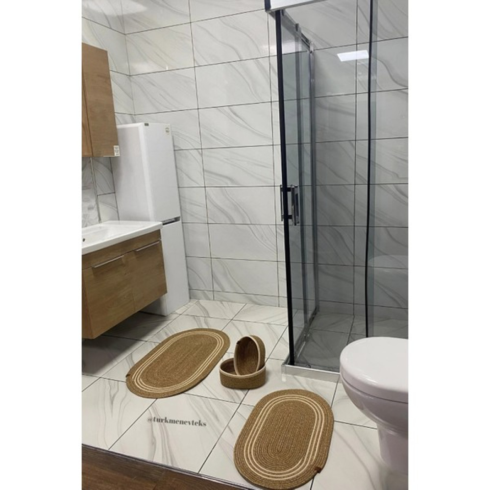 ERSU AHAT HOME DESİGN Jüt Hasır Banyo Takımı ,Banyo Paspas Takımı, Banyo Sepeti ,Paspas, Sepet Takımı, Dekor - JütKrem Klozet Takımı Fiyatı