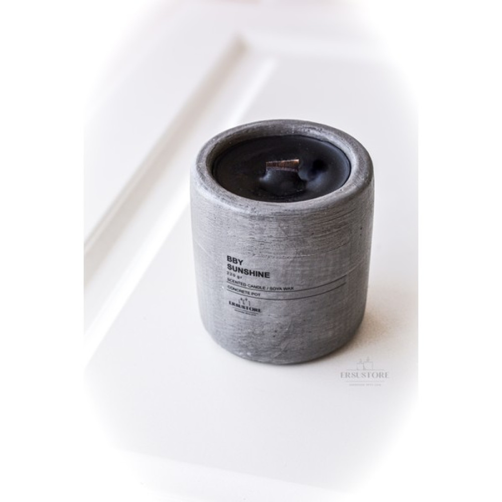 Ersu Store Vanilya Amber Kokulu Ahşap Fitilli Beton Doğal Siyah Renk Soya Wax Mum - 1 Adet Dekoratif Mum Fiyatı