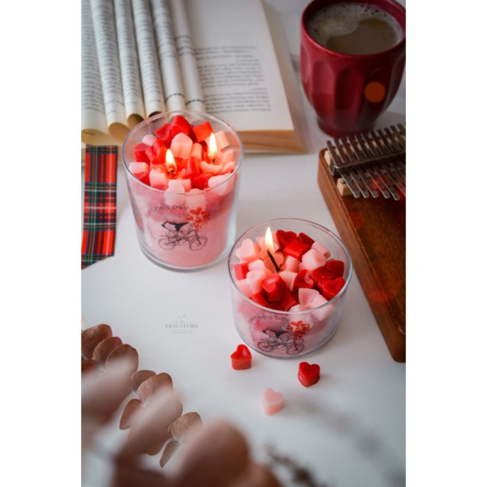 Ersustore 2 Adet Sevgililer Günü Özel Tasarım Kokulu Soya Wax Cam Bardak Kalp Mum Aromaterapi Hediyelik - 1 Dekoratif Mum Fiyatı
