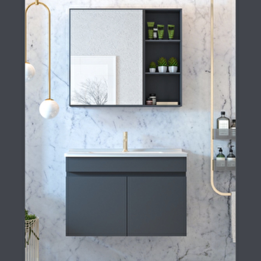 Ertekpa Galata 75 Cm Banyo Dolabı Takımı, Antrasit Banyo Dolabı / Mobilyası Fiyatı