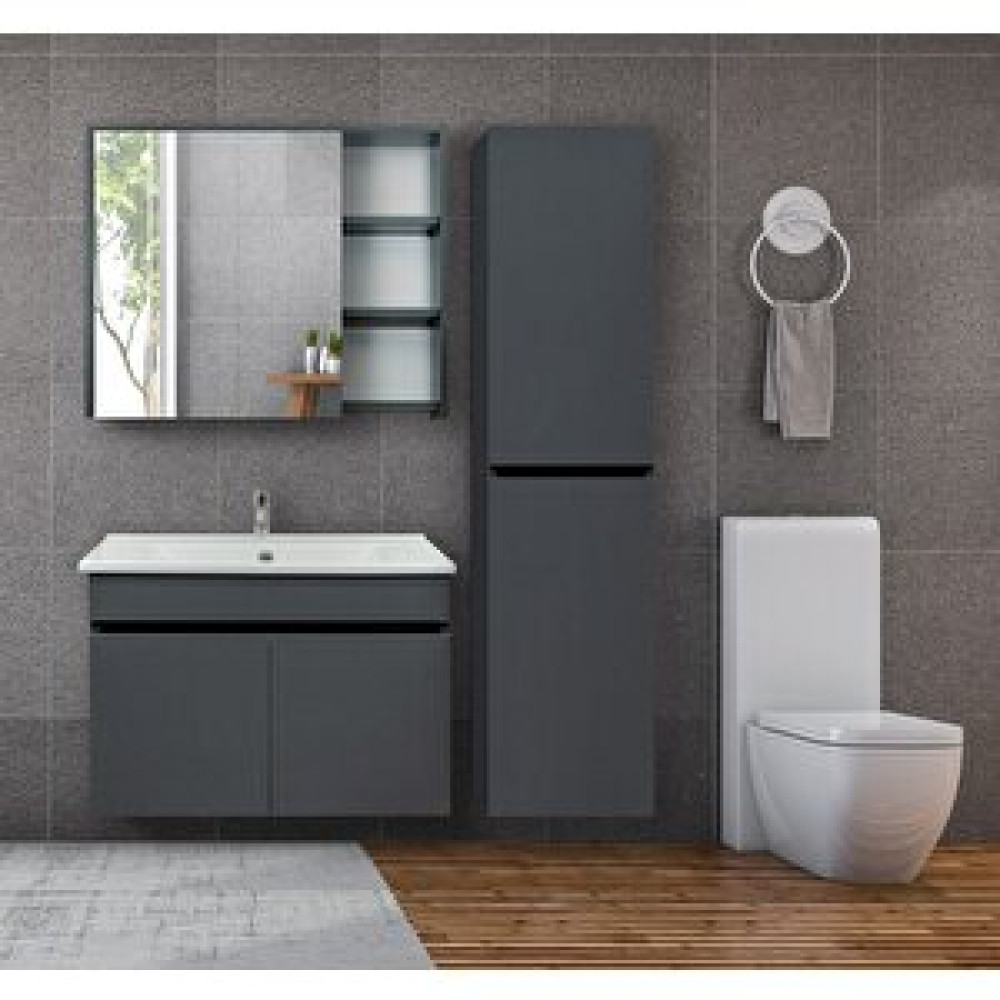 Ertekpa Galata 75 Cm Banyo Dolabı Ve Boy Dolabı Takımı, Antrasit Banyo Dolabı / Mobilyası Fiyatı