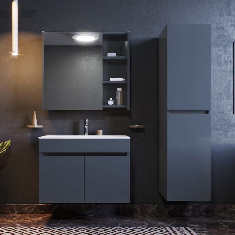 Ertekpa Galata Banyo Dolabı ve Boy Dolabı Takımı 75 cm Antrasit - Antrasit Gri Mat Banyo Dolabı / Mobilyası Fiyatı