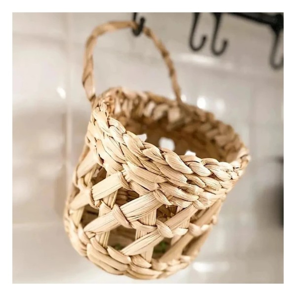 Ertem Home Dekoratif Çok Amaçlı / Hasır Saksı Sepet / Askı Sepet / Duvar Sepet 10 x 10 cm - 10*10 - Kahverengi Sepet Fiyatı
