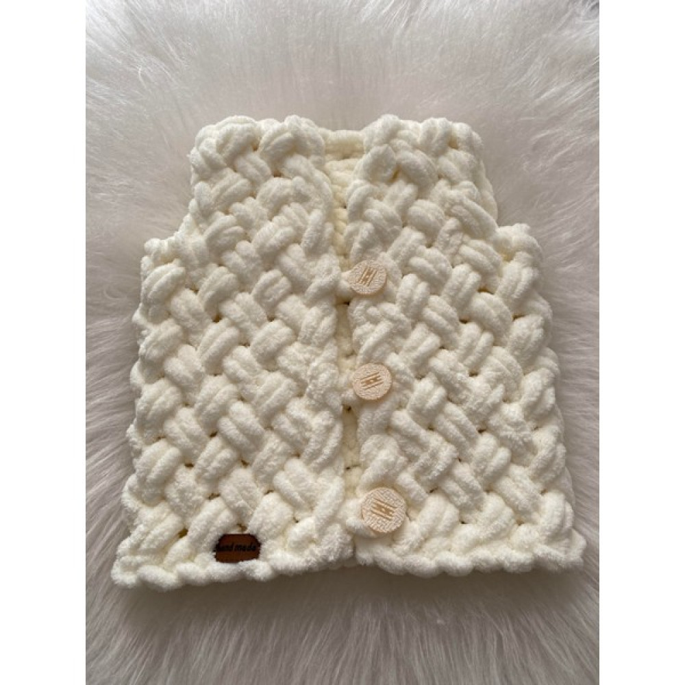 Erv Kids El Yapımı Örgüsü Handmade Krem Alize Puffy Bebek Yelek Yenidoğan Bebek Yeleği Fiyatı