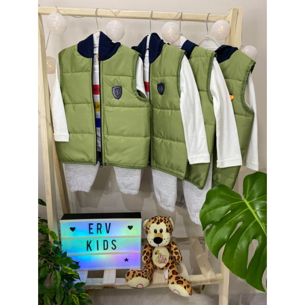Erv Kids Erkek Çocuk Yelekli 3'lü Takım /bluz-Eşoftman Altı- Yelek /kışlık Giyim /yeniyıl / Bayramlık /spor Giyim Erkek Çocuk Giyim Takımı Fiyatı