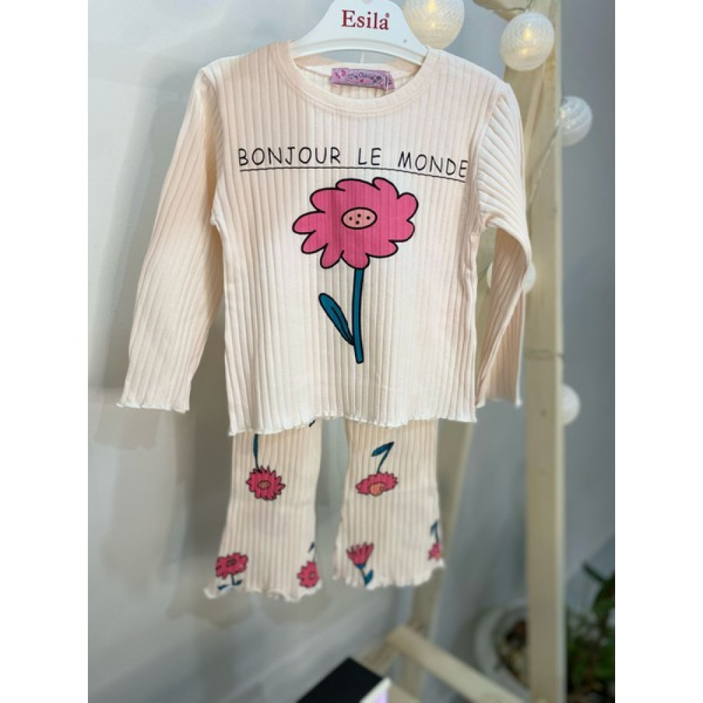 Erv Kids Kız Çocuk Krem Çiçekli Baskılı Ispanyol Paça Alt Üst Kız Takım /bayramlık/günlük/kreş/ Mevsimlik Kız Çocuk Giyim Takımı Fiyatı