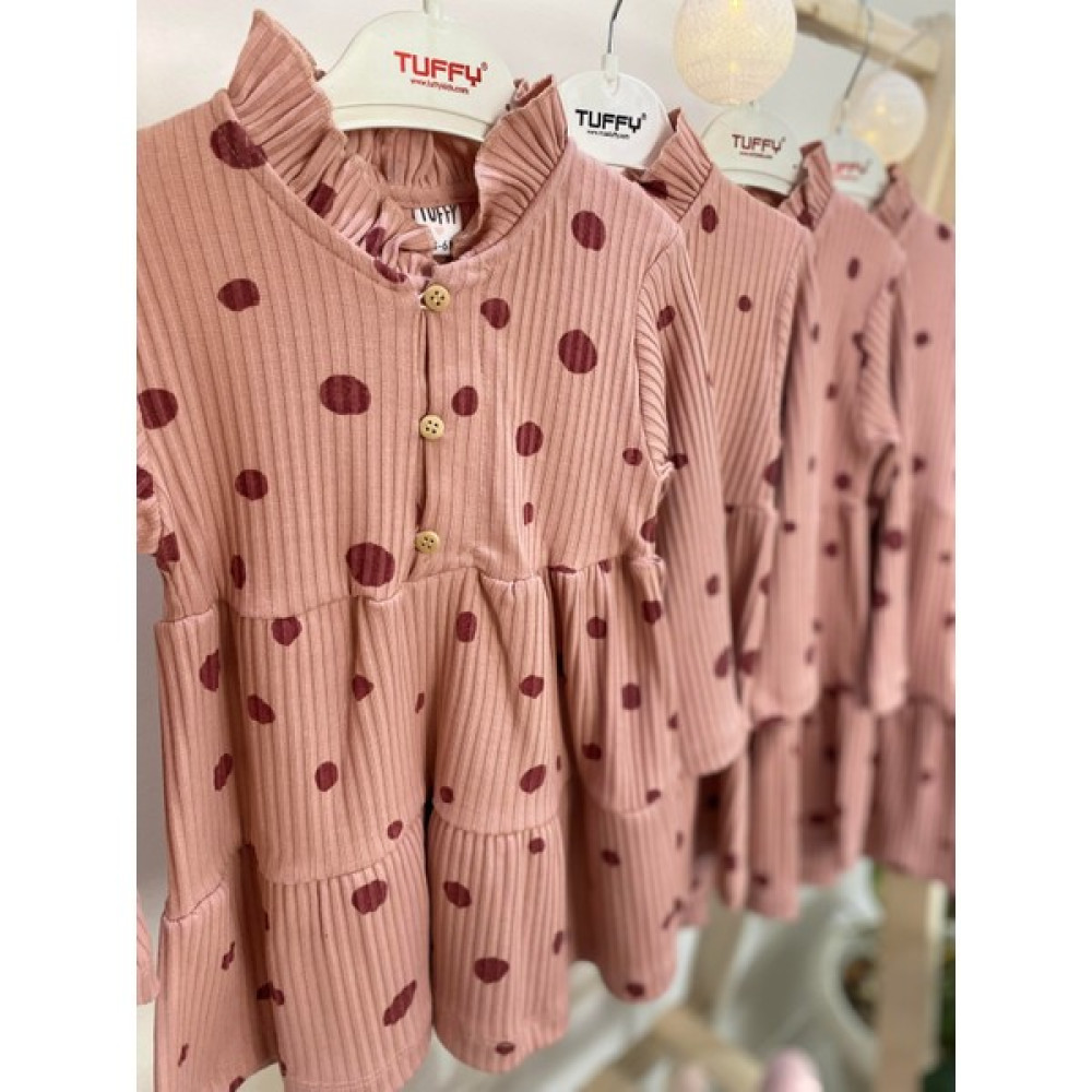 Erv Kids Kız Çocuk Puantiyeli Elbise Günlük /sade -Şık /bayramlık /kutlama Elbisesi Yenidoğan Bebek Hediyesi Kız Çocuk Elbise Fiyatı