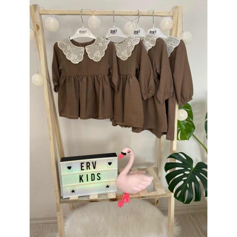 Erv Kids Kız Çocuk Yakalı Elbise %100 Pamuk / Doğum Günü /hediyelik /yenidoğan Kız Çocuk Elbise Fiyatı