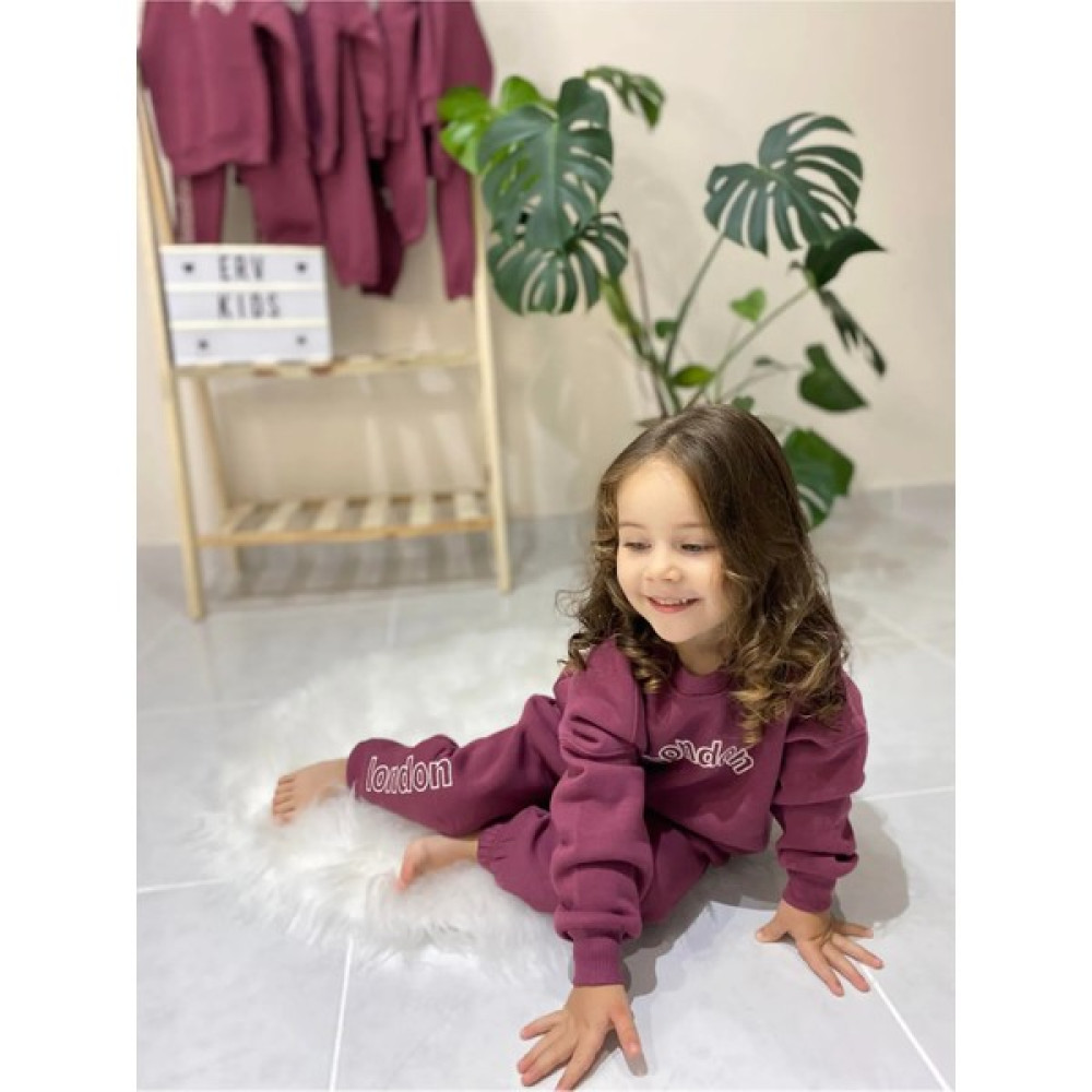 Erv Kids Unısex Kız/erkek Çocuk Eşofman Takımı Mürdüm/ Bordo /%100 Pamuk Takım Kız Çocuk Eşofman Fiyatı