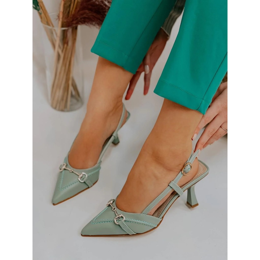 Erva'nın Butiği Mint Yeşil Deri (Moss) Toka Detay Kadın Stiletto Topuklu Ayakkabı Fiyatı