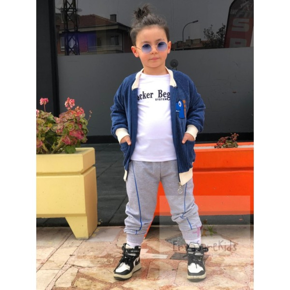 Ervasare Kids Dino Kadife Ceketli Üçlü Erkek Çocuk Takım 5-6 Yaş Erkek Çocuk Giyim Takımı Fiyatı