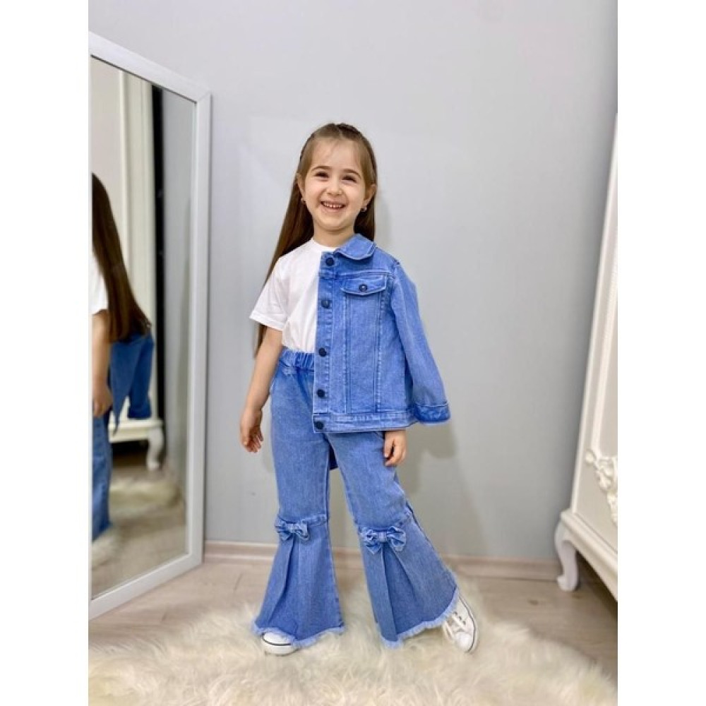 Ervasare Kids Özel Tasarım Kız Çocuk Kot Ceketli Takım 6-7 Yaş Kız Çocuk Giyim Takımı Fiyatı