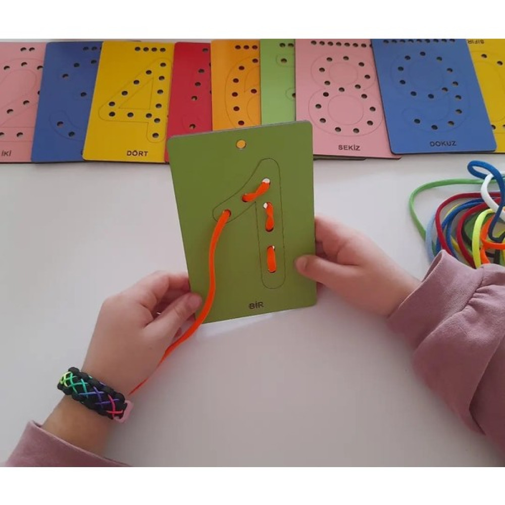 Eryatex Montessori Ipli Ip Geçirmeli Eğitici Eğlenceli Ince Motor Beceri Temelli Ahşap Rakam Seti Montessori - Renkli Bebek Oyuncakları Fiyatı