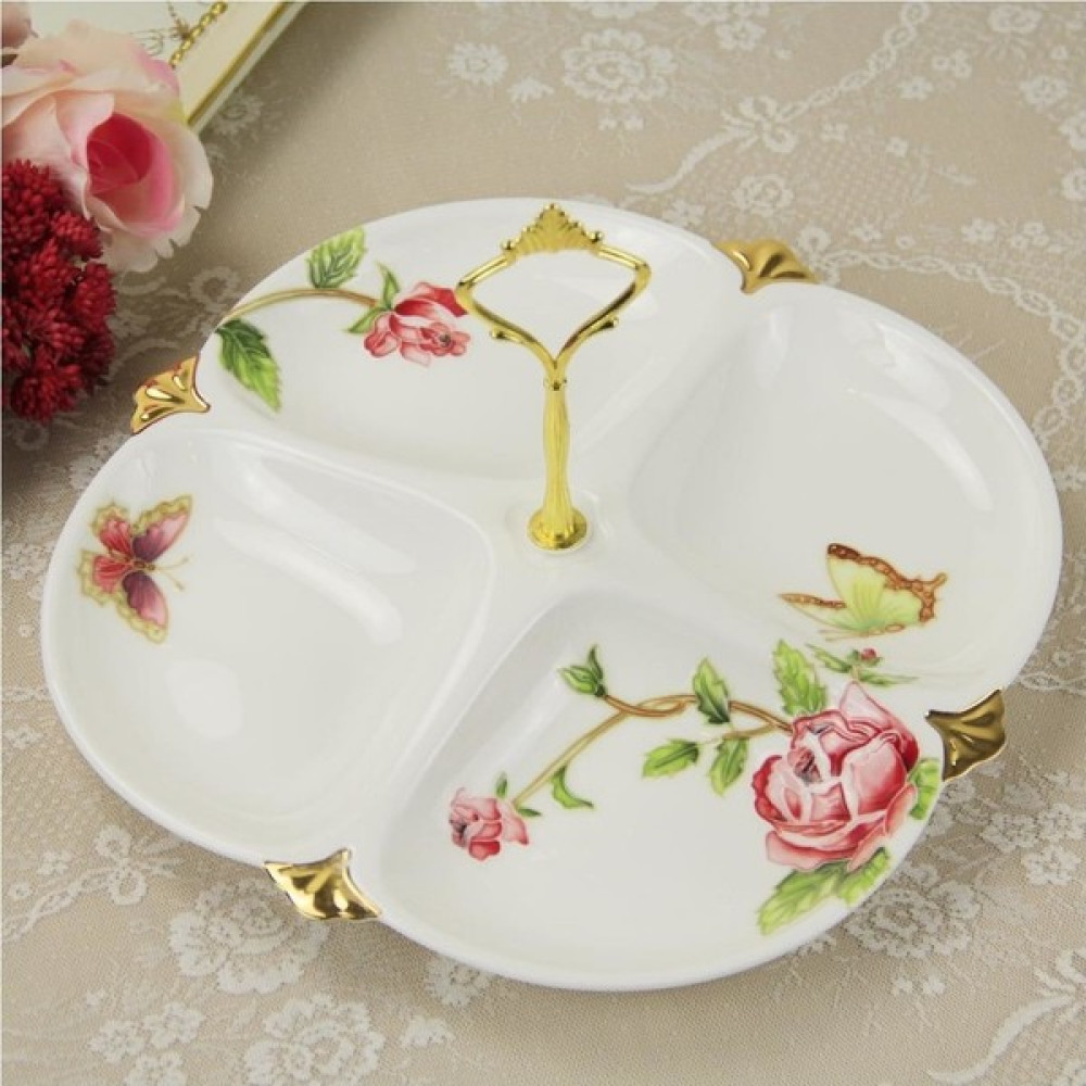 Es Dekor Kabartma Güllü 4 Lü Çerezlik Bone China Gül Desenli Dört Bölmeli Çerezlik Mutfak Gereçleri Fiyatı