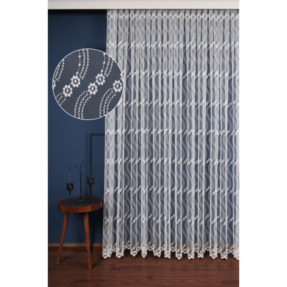 Es Desen Brode Nakış Işlemeli Tül Perde (1/2.5 Normal Pile ) - 50 x 250 cm - Ekru Tül Perde Fiyatı